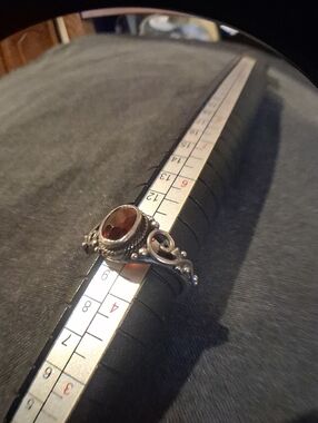 Silver & Garnet Womans Ring 4.75,Stamped/Hallmarked